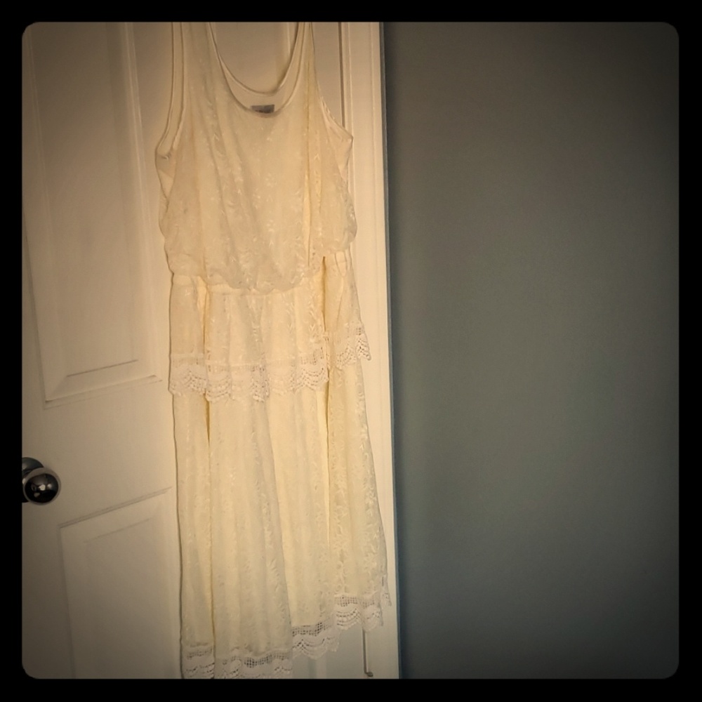 Cream and White Lace Dress